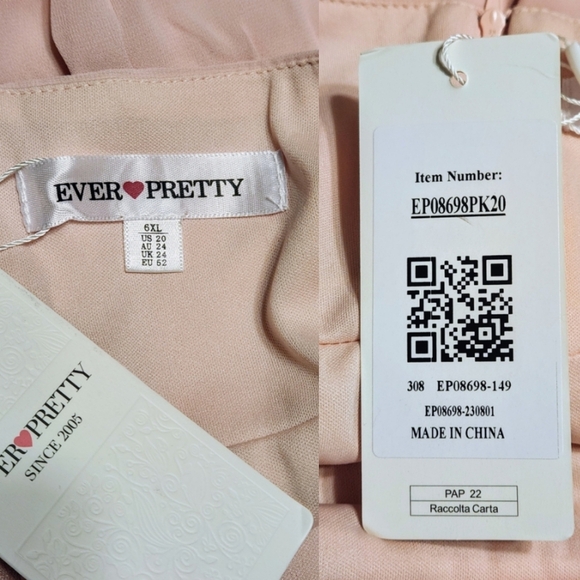 Ever Pretty Chiffon Beaded Belt V Neck Maxi Dress Pink Size 20 - Picture 8 of 13